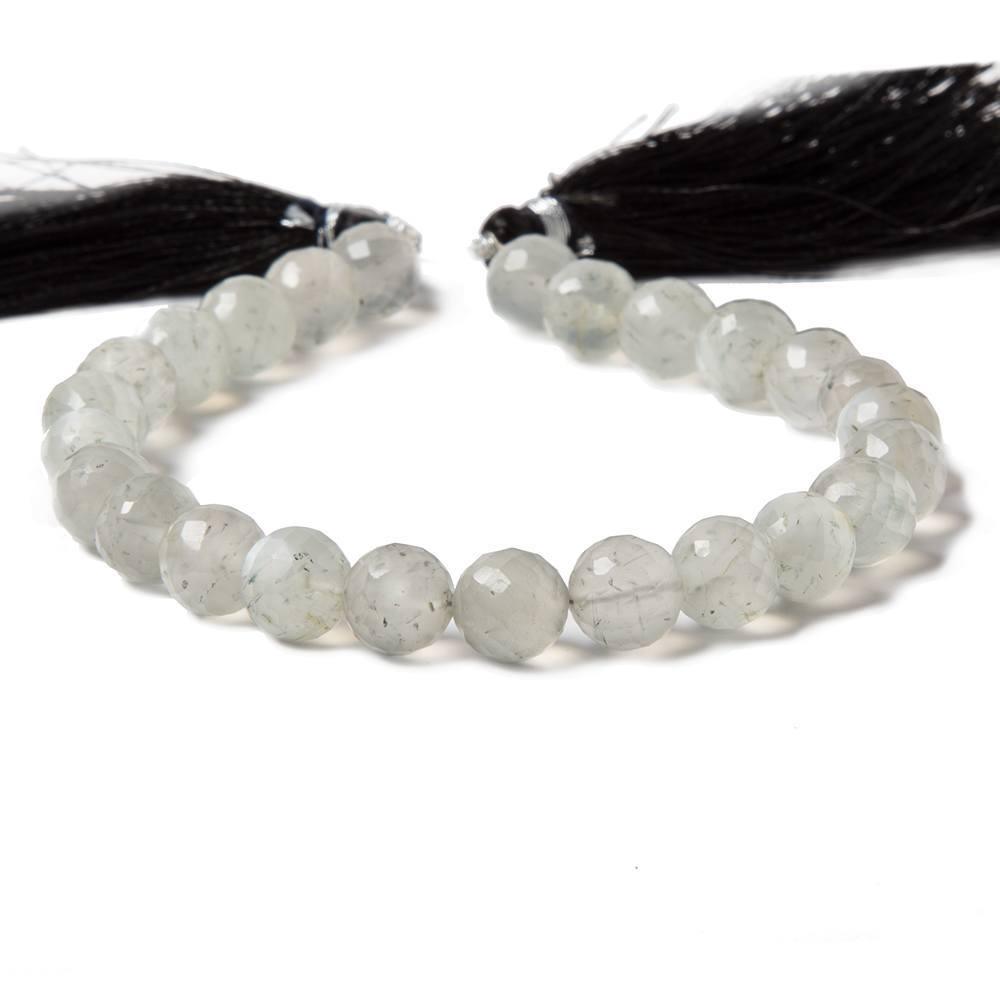 7-7.5mm Light Grey Moonstone faceted rounds 8 inch 22 Beads - The Bead Traders
