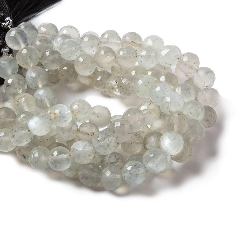 7-7.5mm Light Grey Moonstone faceted rounds 8 inch 22 Beads - The Bead Traders