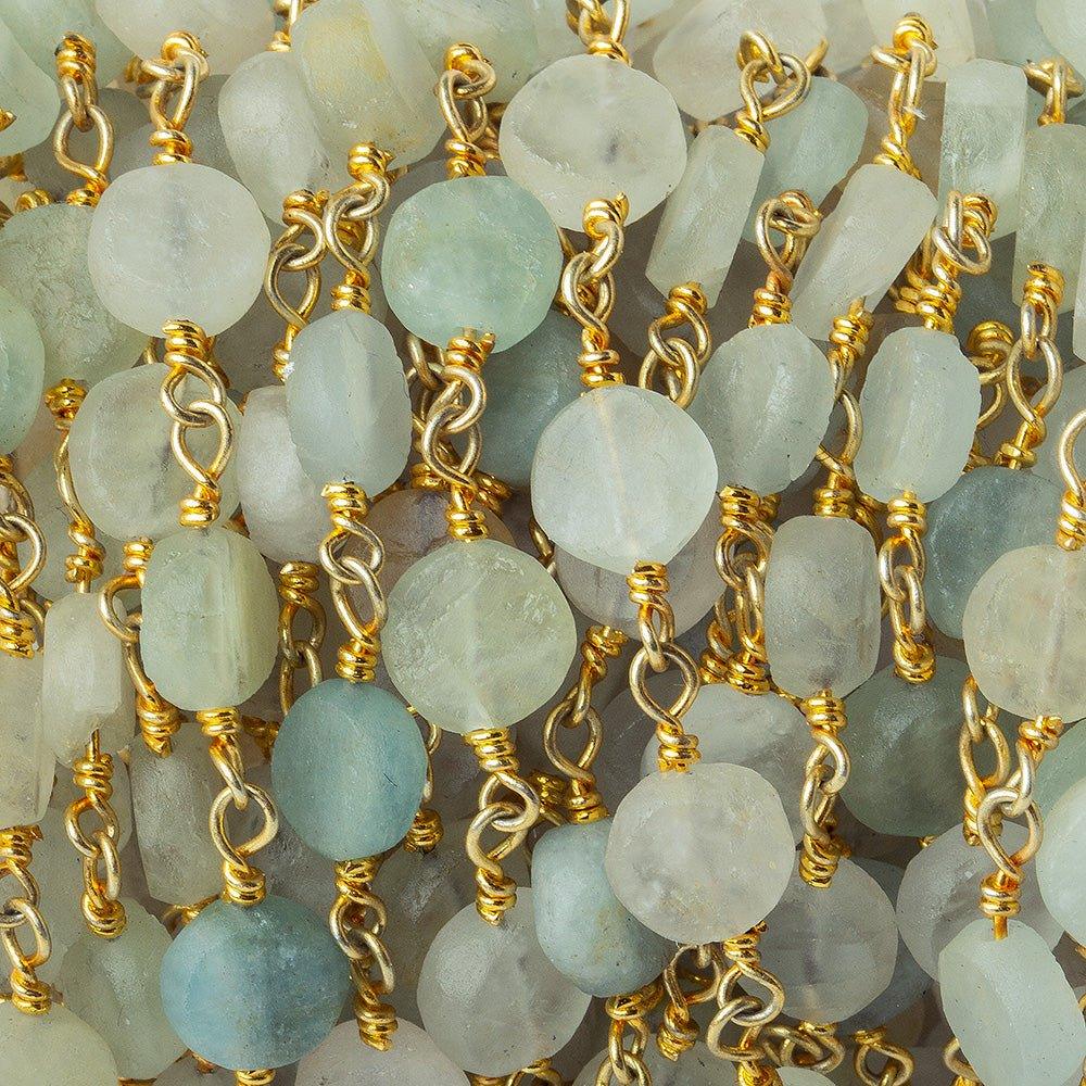 7-7.5mm Matte Multi Beryl plain coin Gold plated Chain by the foot 21 pieces - The Bead Traders