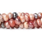 7-7.5mm Mystic Carnelian & Agate faceted rondelles 7.5 inch 39 beads - The Bead Traders