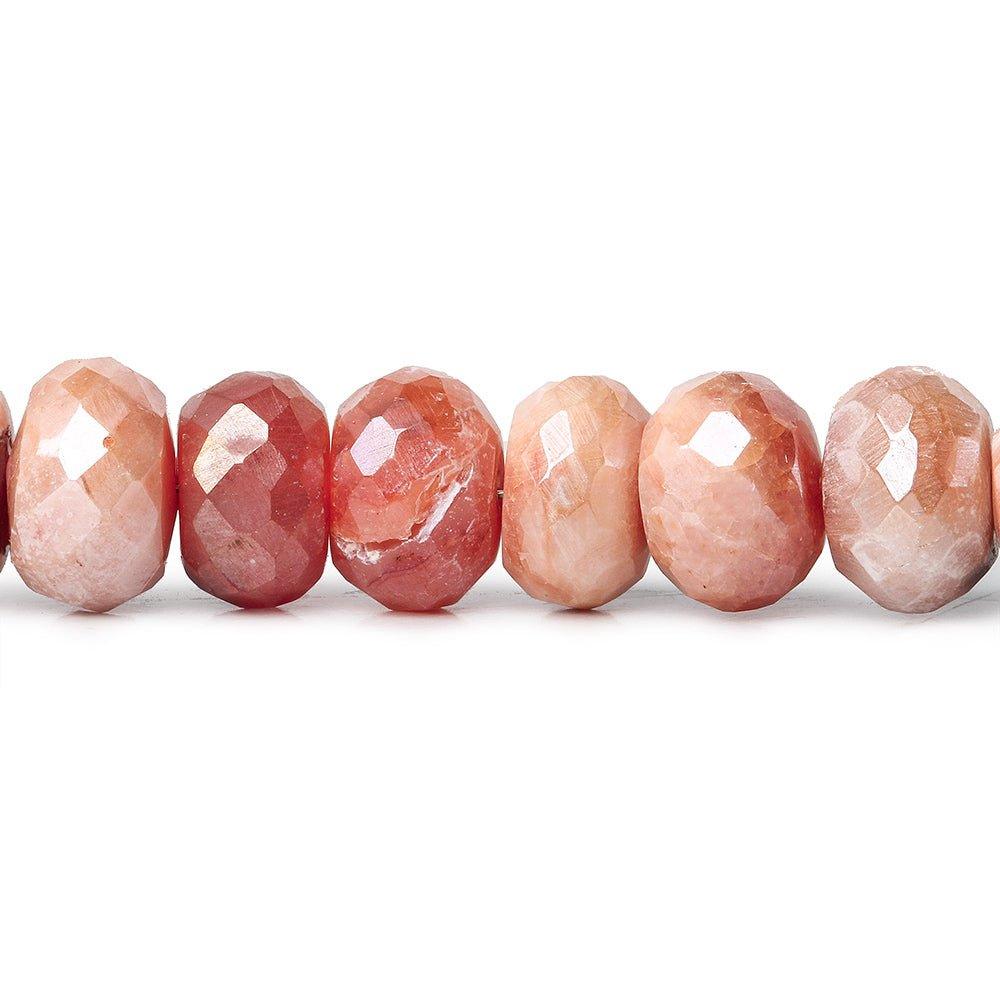 7-7.5mm Mystic Carnelian & Agate faceted rondelles 7.5 inch 39 beads - The Bead Traders