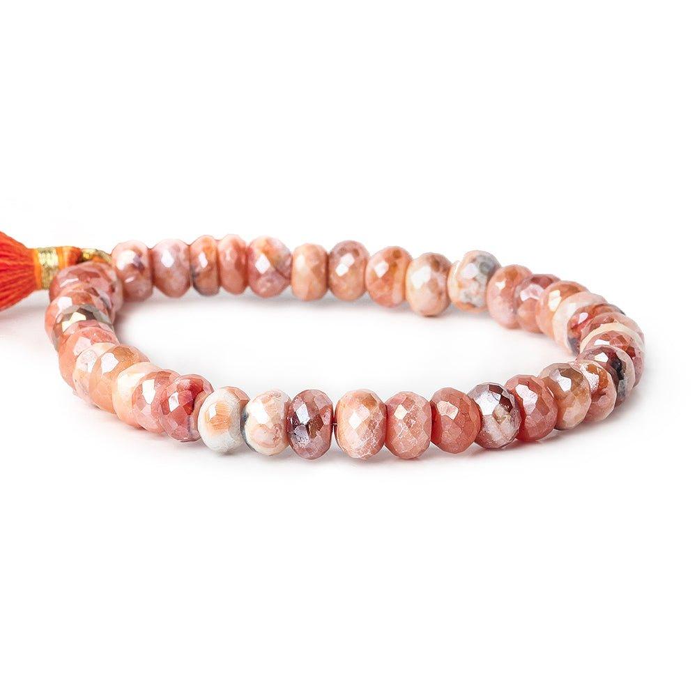 7-7.5mm Mystic Carnelian & Agate faceted rondelles 7.5 inch 39 beads - The Bead Traders