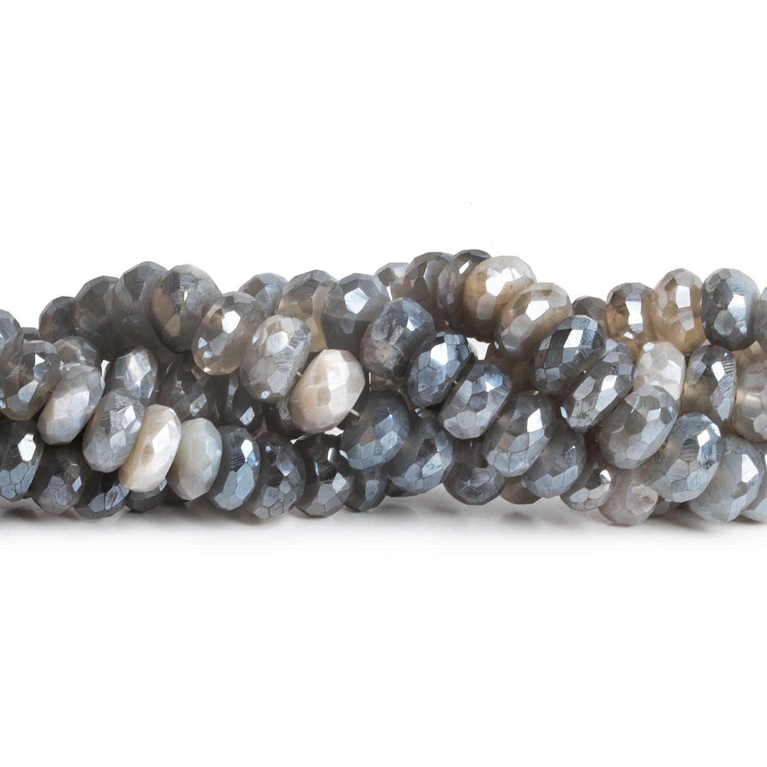 7-7.5mm Mystic Moonstone Faceted Rondelles 14 inch 80 beads - The Bead Traders