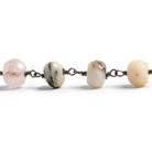 7-7.5mm Pink Peruvian Opal faceted rondelle Black Gold plated Chain - The Bead Traders