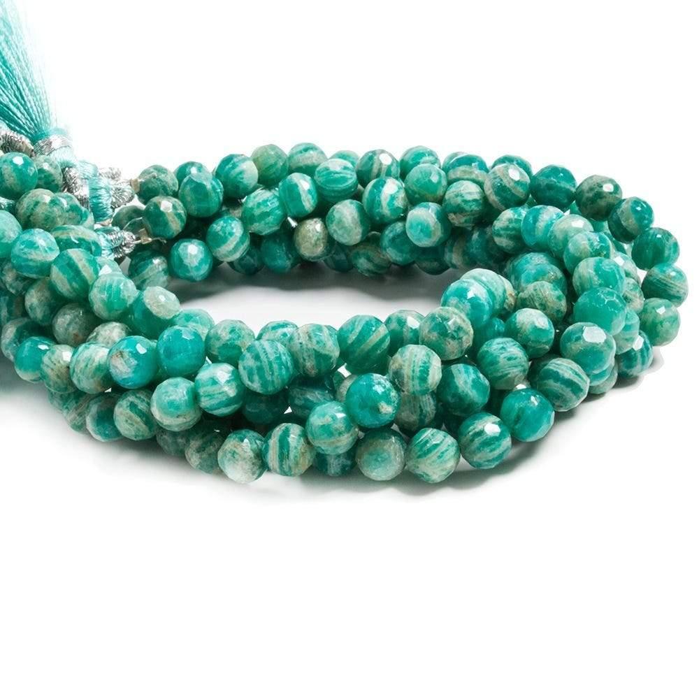 7-7.5mm Russian Amazonite faceted round beads 8 inch 29 pieces - The Bead Traders