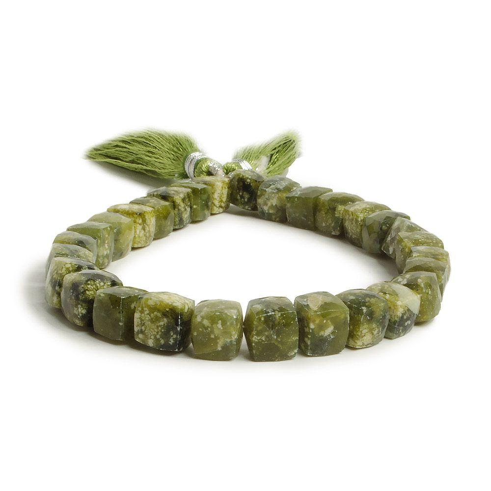 7-7.5mm Serpentine Faceted Cube Beads 7.5 inch 29 pieces - The Bead Traders