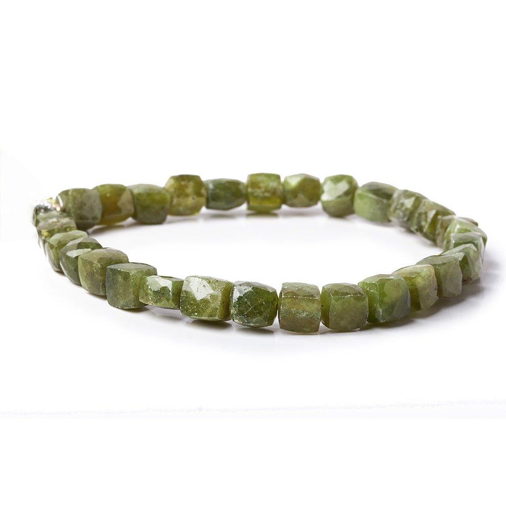 7-8.5mm Idocrase faceted cube beads 8 inch 26 pieces - The Bead Traders