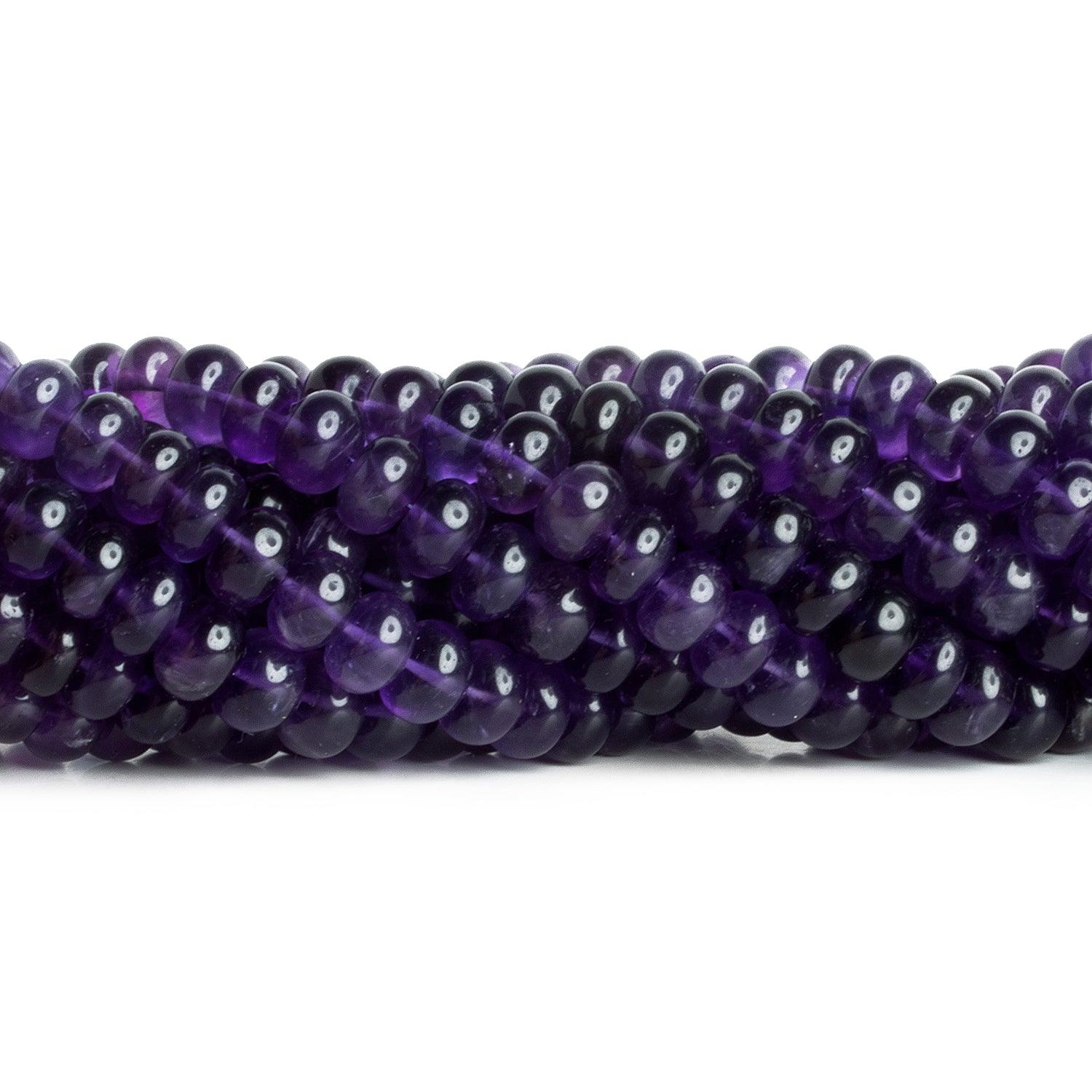7-8mm Amethyst Plain Rondelles 16 inch 75 beads - The Bead Traders