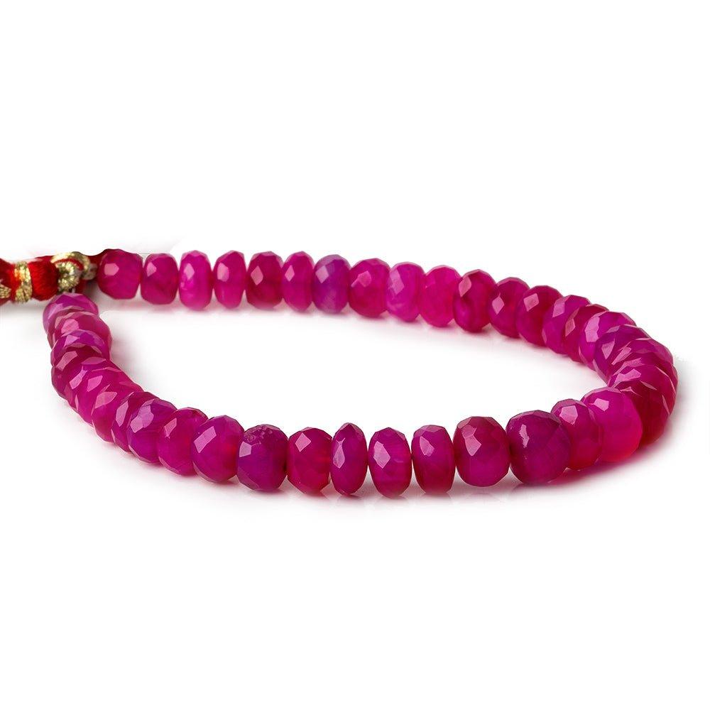 7-8mm Berry Pink Chalcedony faceted rondelle beads 8 inches 42 pcs - The Bead Traders