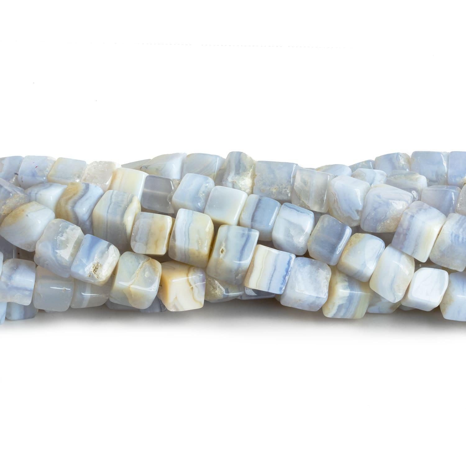 7-8mm Blue Lace Agate Cubes 16 inch 55 beads - The Bead Traders