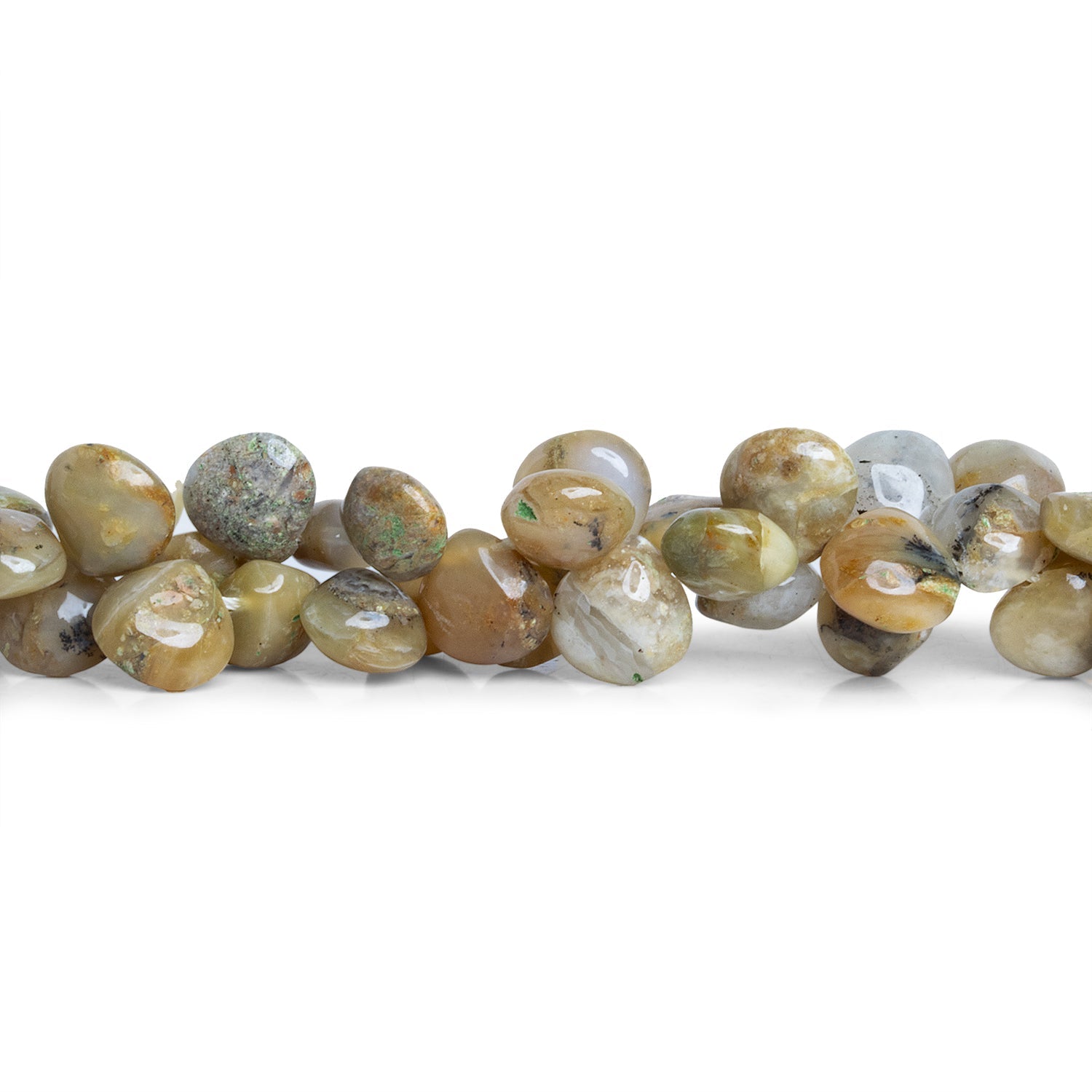 7-8mm Blue Peruvian Opal Plain Hearts 16 inch 80 beads - The Bead Traders