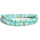 7-8mm Blue & Toasted Coconut Opal Plain Heishis 16 inch 115 beads - The Bead Traders