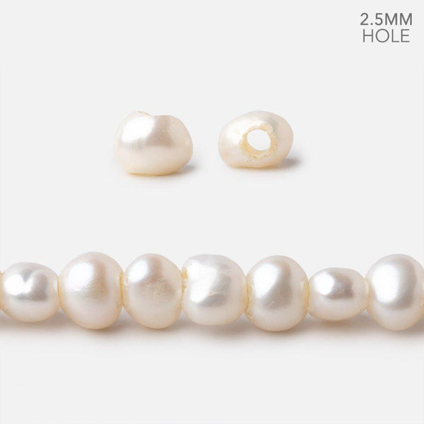 7-8mm Cream Baroque 2mm Large Hole Pearls 15 inches