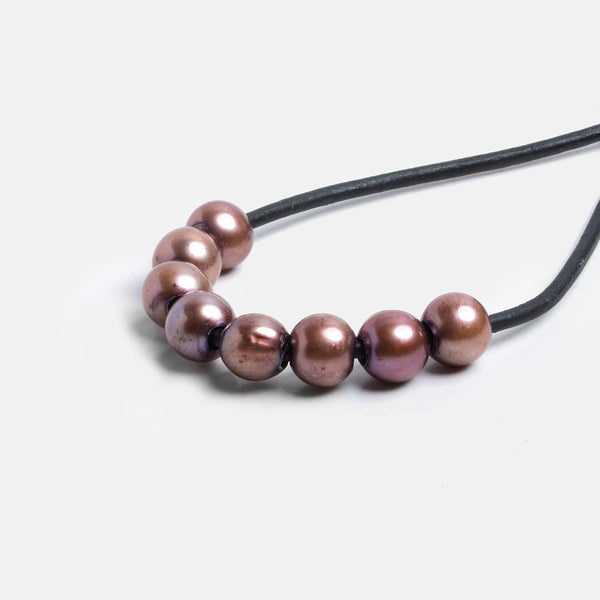 7-8mm Dark Plum Large Hole Off Round Pearls 15 inch 60 pieces