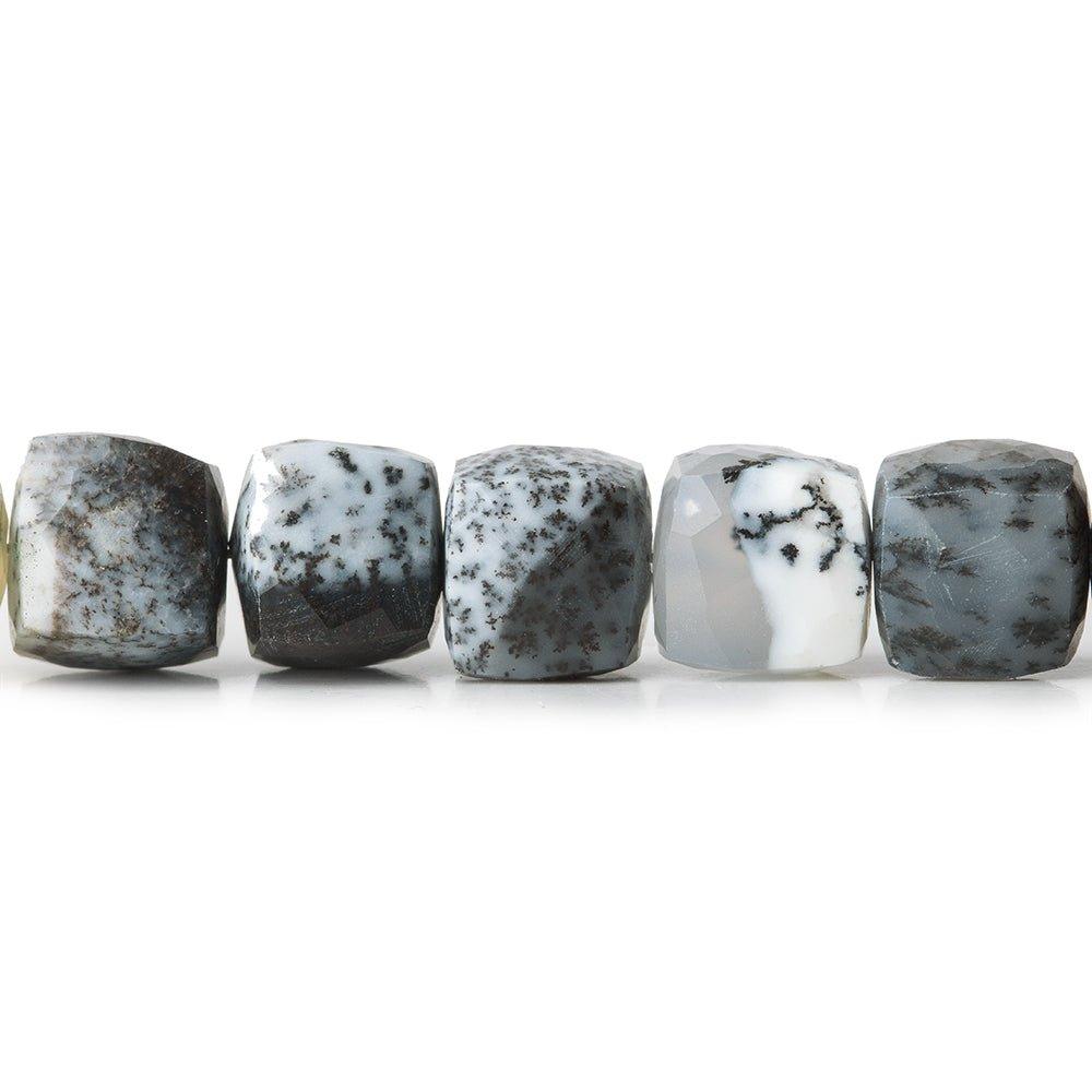 7-8mm Dendritic Opal faceted cubes 8 inch 26 beads - The Bead Traders