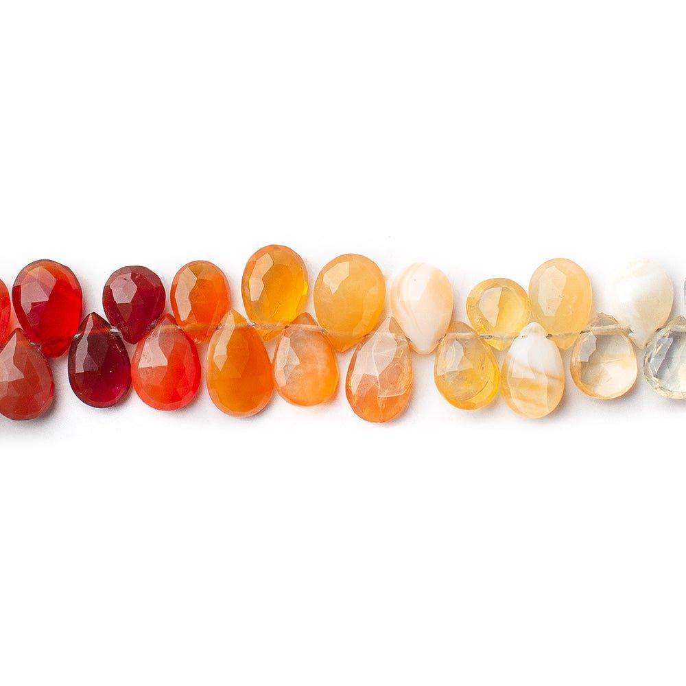 7-8mm Fire Opal Faceted Pear Beads 8 inch 66 pieces - The Bead Traders