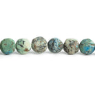 7-8mm Frosted Chrysocolla plain coin beads 7.5 inch 24 pieces - The Bead Traders