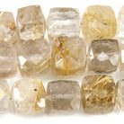 7-8mm Golden Rutilated Quartz Faceted Cube Beads 8 inch 24 pieces - The Bead Traders