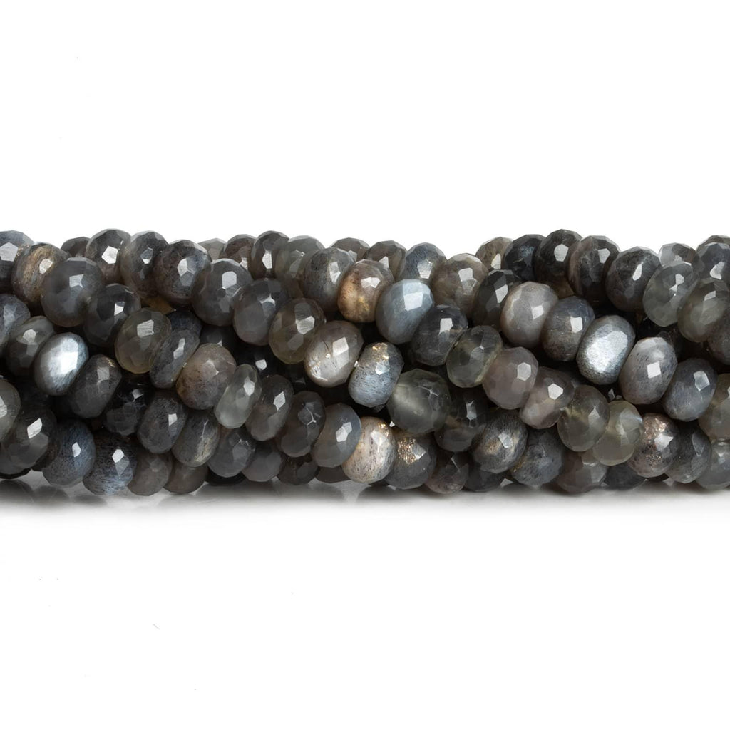 7-8mm Grey Moonstone Faceted Rondelles 13 inch 70 beads - The Bead Traders