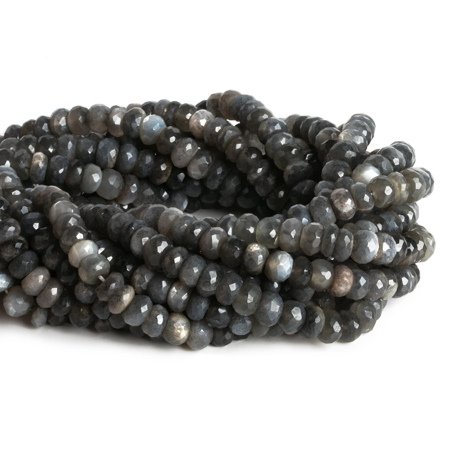 7-8mm Grey Moonstone Faceted Rondelles 13 inch 70 beads - The Bead Traders