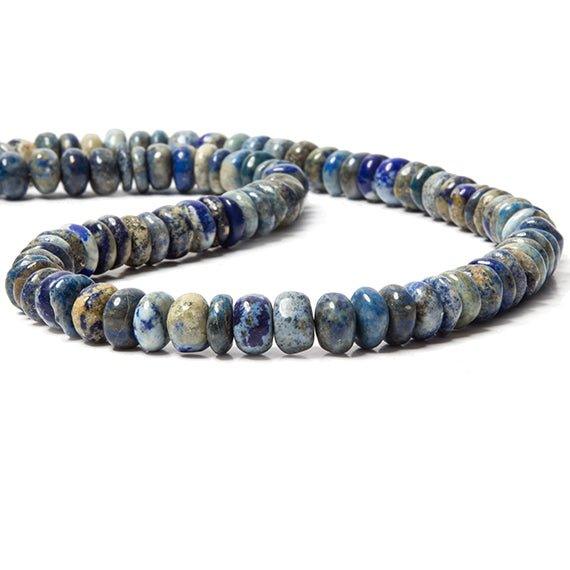 7-8mm Lapis Lazuli plain rondelle beads 16 inches 94 pieces - The Bead Traders