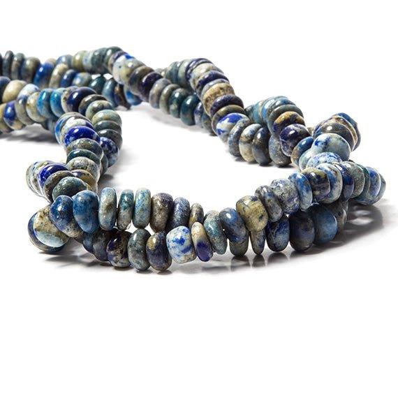 7-8mm Lapis Lazuli plain rondelle beads 16 inches 94 pieces - The Bead Traders