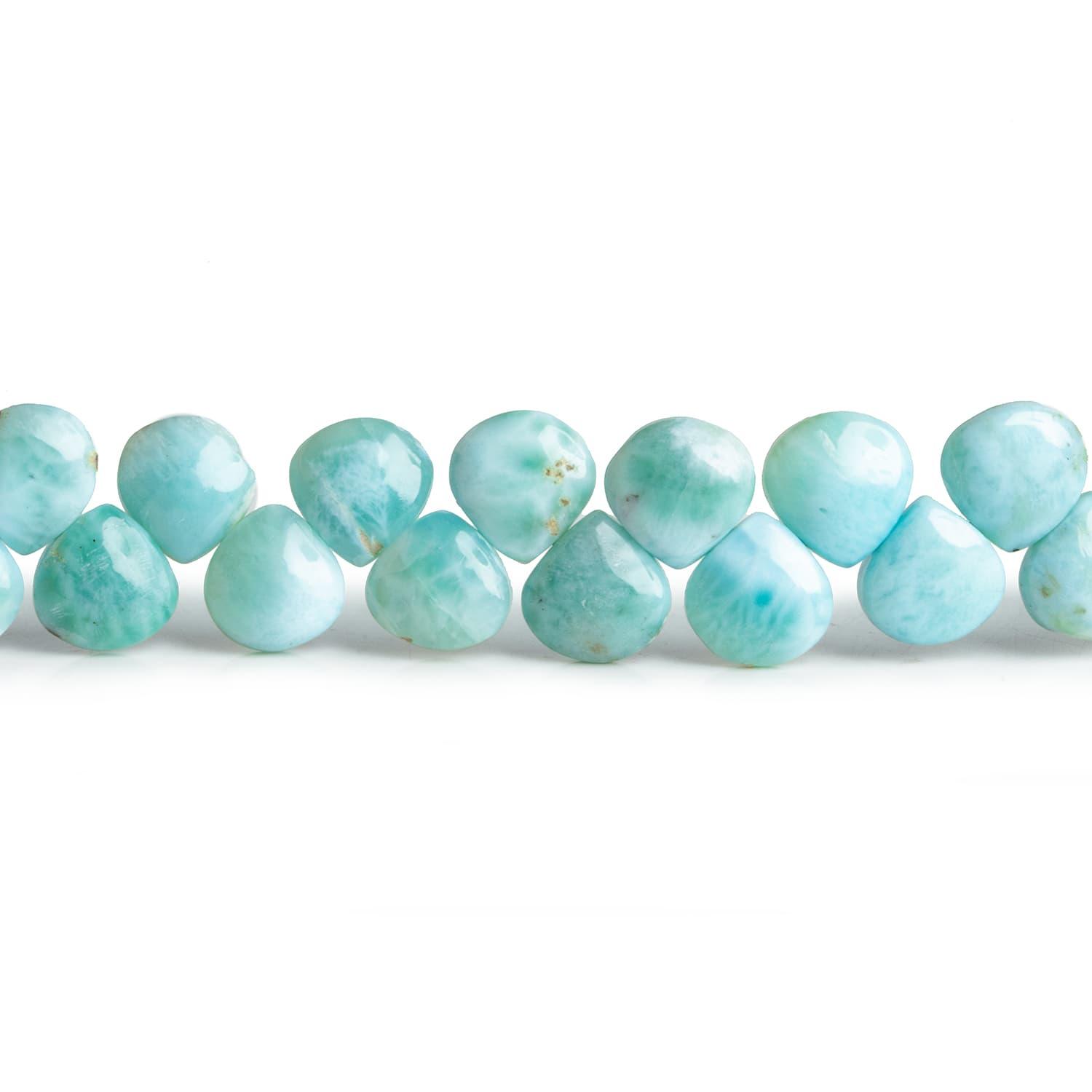 7-8mm Larimar Plain Hearts 7.5 inch 40 beads - The Bead Traders