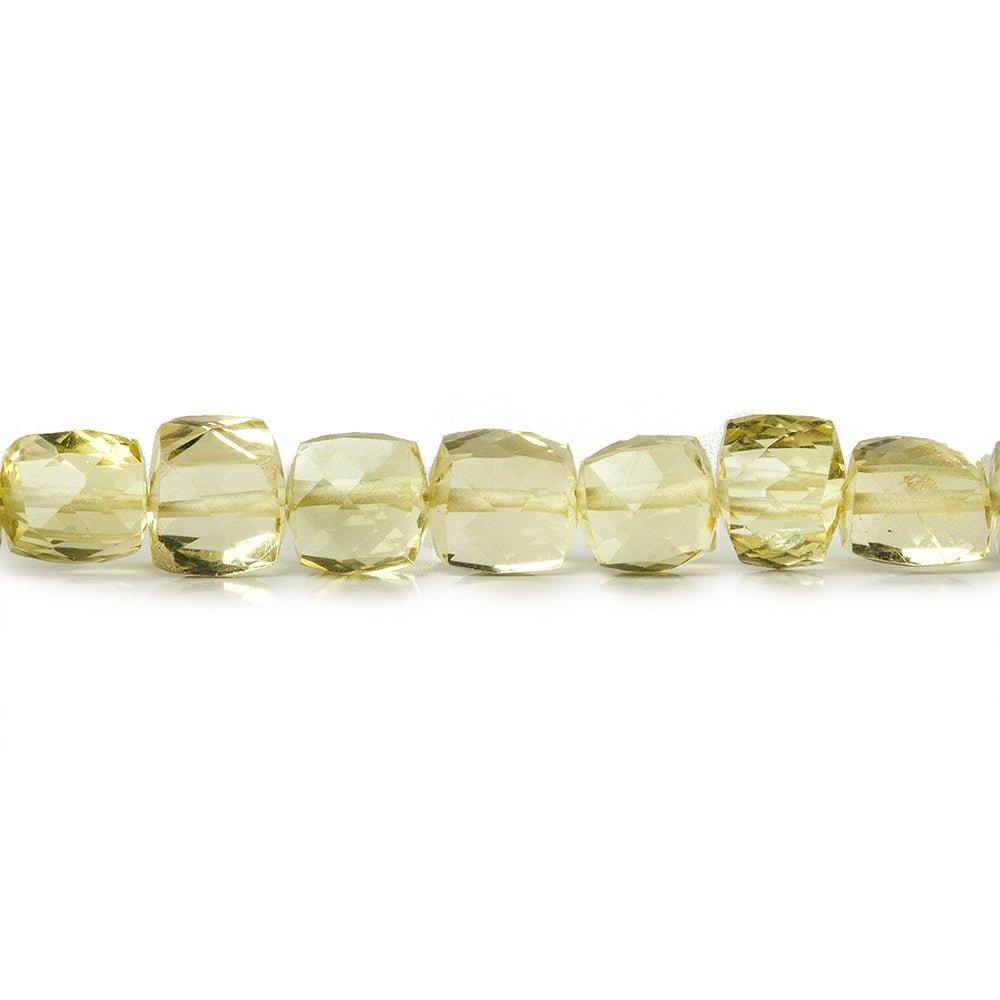 7-8mm Lemon Quartz faceted cubes 8 inch 26 beads - The Bead Traders