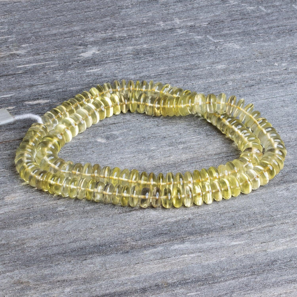 7-8mm Lemon Quartz Plain Rondelles 17 inch 135 beads - The Bead Traders