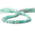 7-8mm Matte Amazonite plain coins 7.5 inch 24 beads A - The Bead Traders
