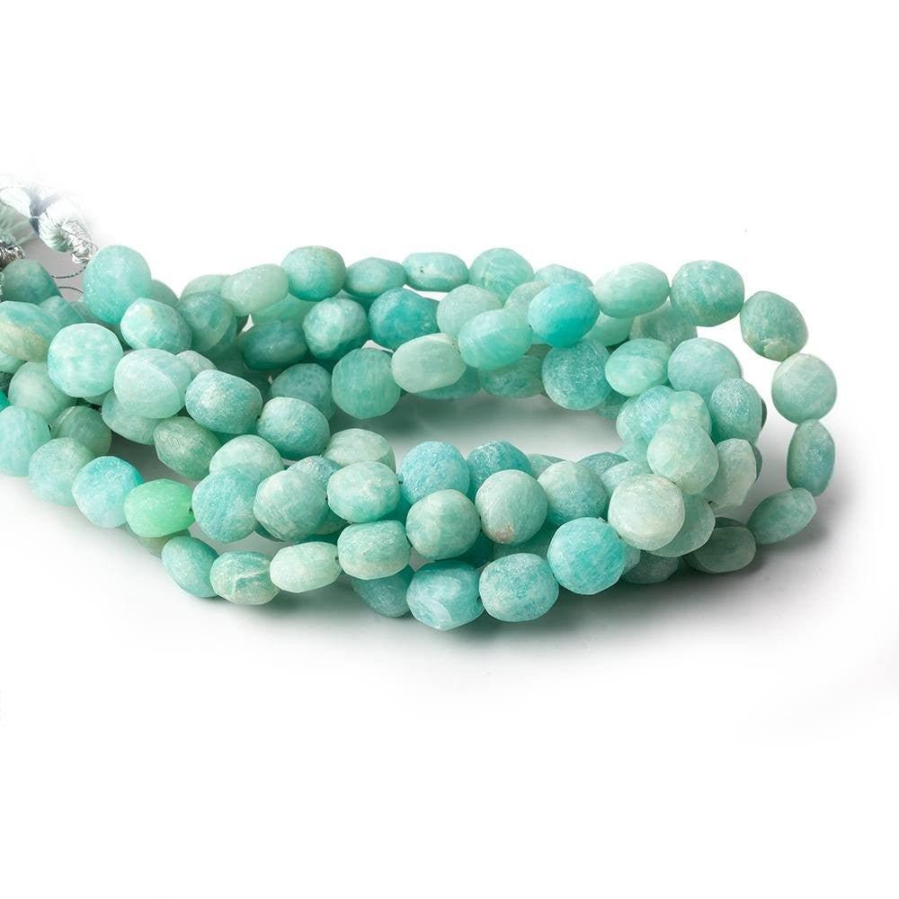 7-8mm Matte Amazonite plain coins 7.5 inch 24 beads A - The Bead Traders