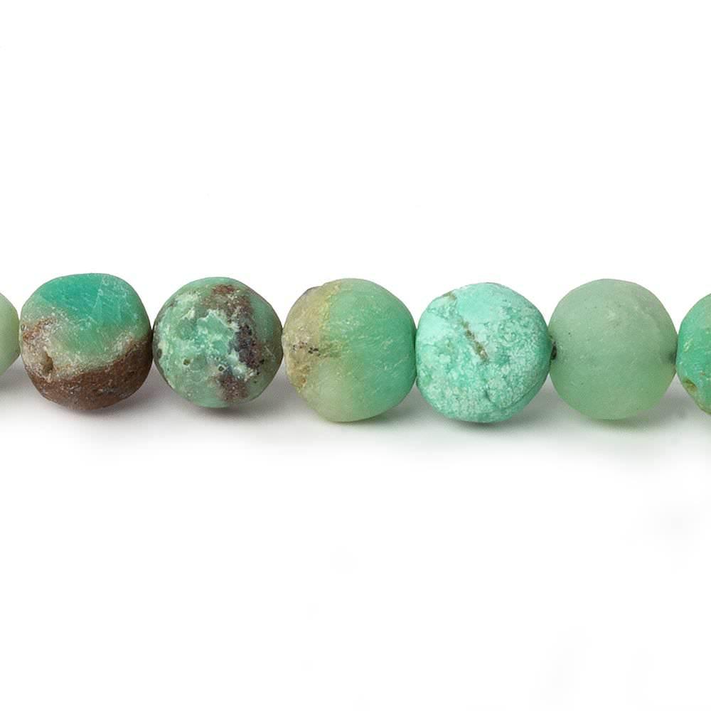 7-8mm Matte Chrysoprase & Matrix plain coins 7.5 inch 24 beads A - The Bead Traders