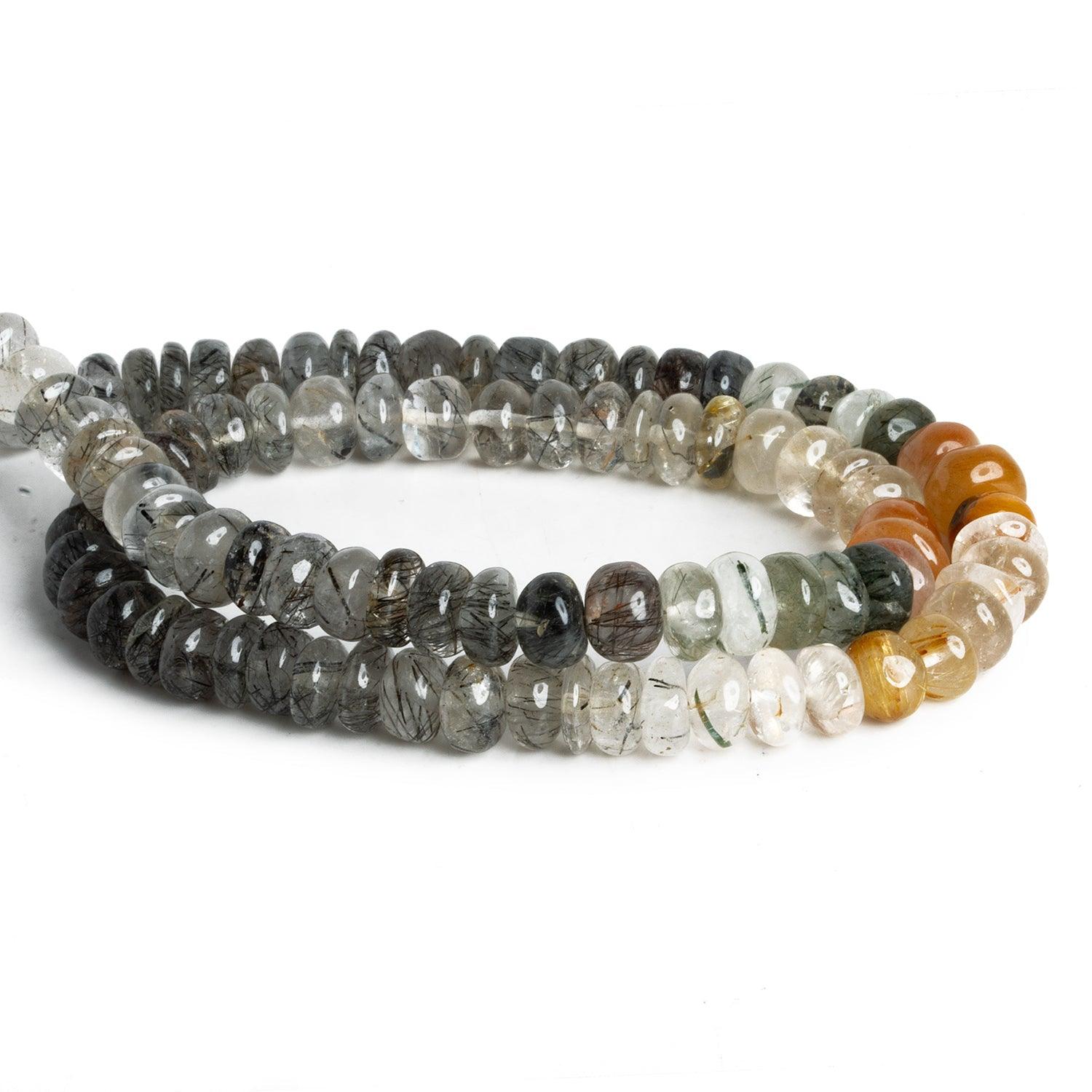 7-8mm Multi Rutilated Quartz plain rondelle Beads 15 inches 85 pieces - The Bead Traders