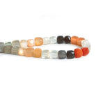 7-8mm Multicolor Moonstone Faceted Cubes 8 inch 25 beads - The Bead Traders