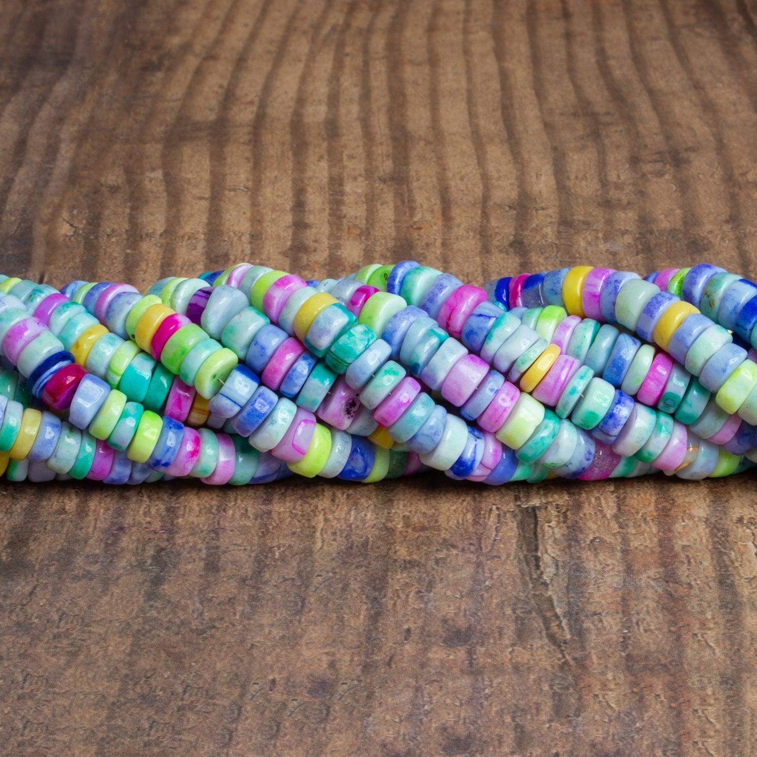 7-8mm Multicolor Opal Plain Heishis 16 inch 110 beads - The Bead Traders