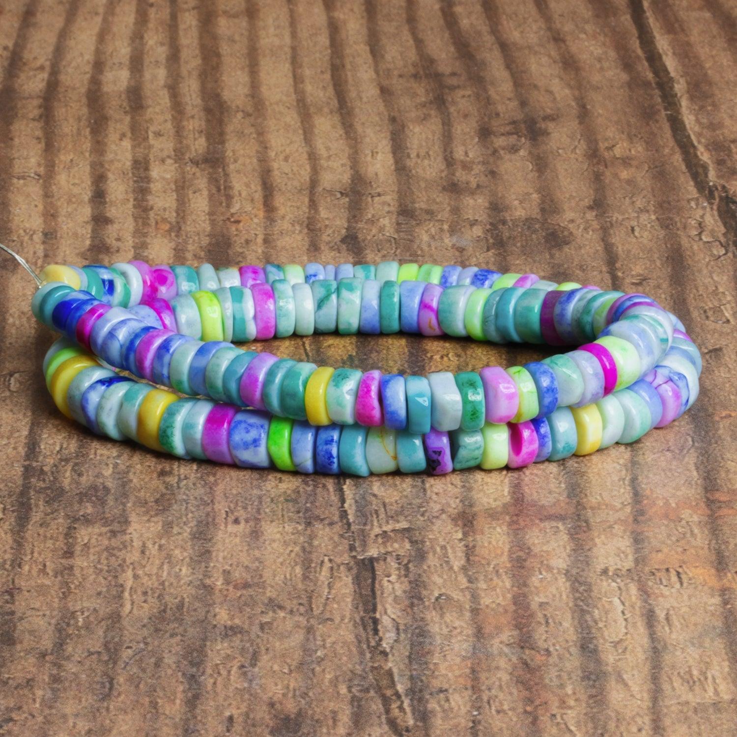 7-8mm Multicolor Opal Plain Heishis 16 inch 110 beads - The Bead Traders