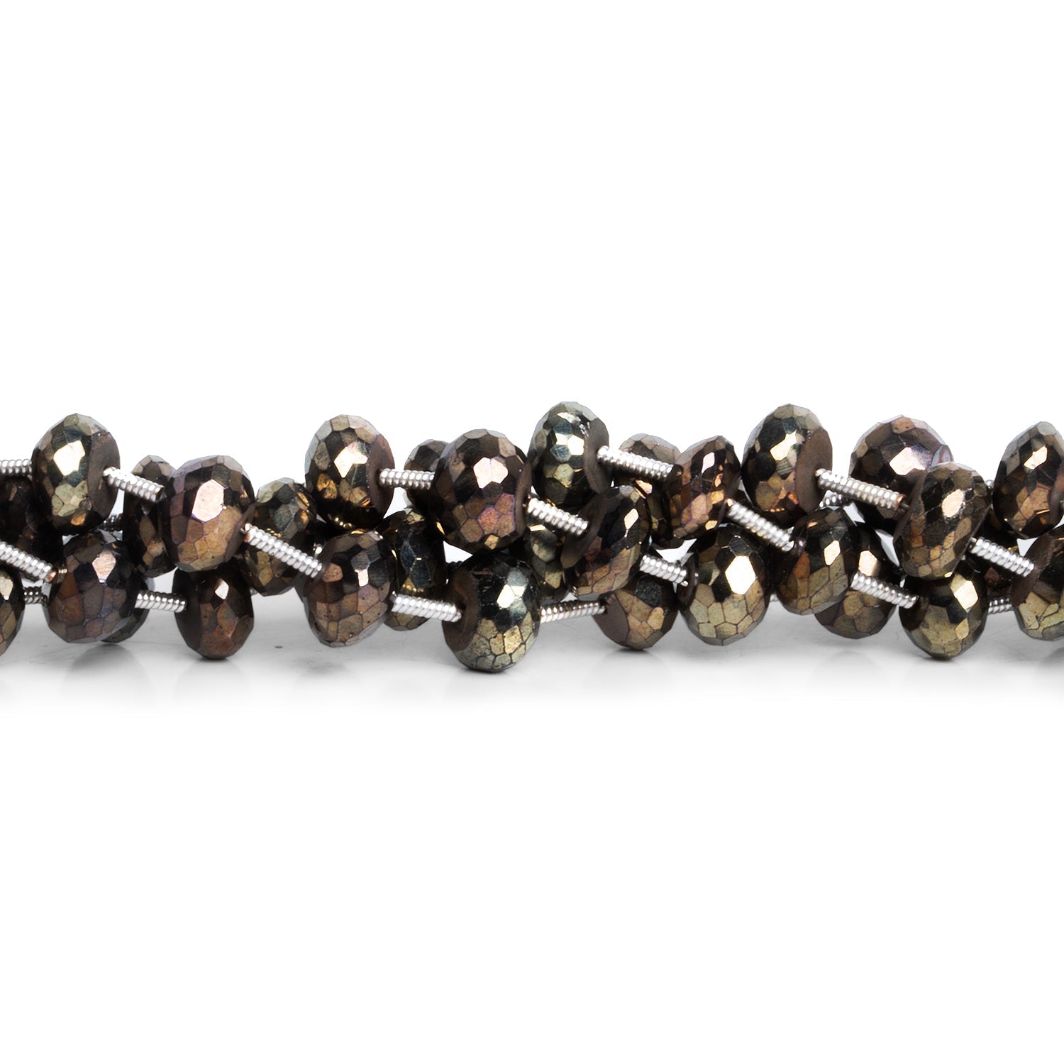 7-8mm Mystic Black Spinel Faceted Rondelles 7.5 inch 20 beads - The Bead Traders