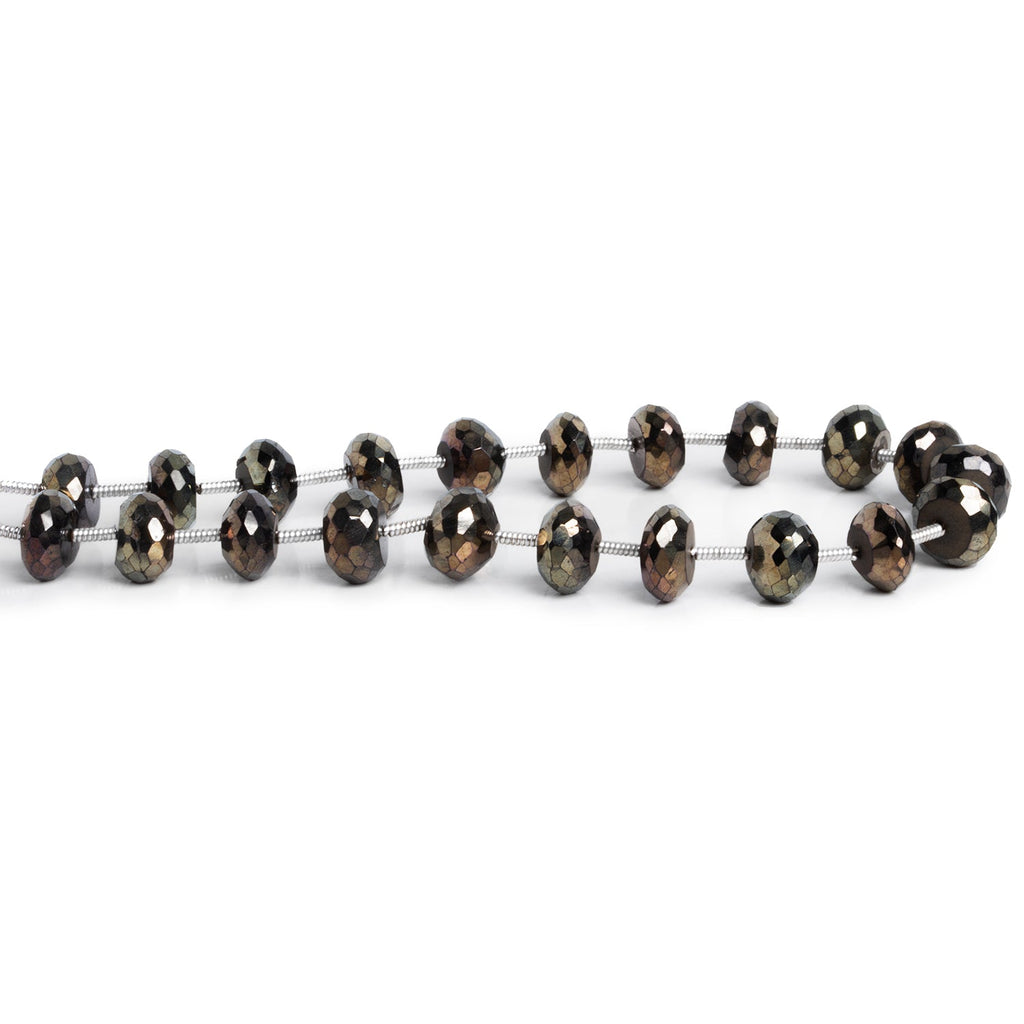 7-8mm Mystic Black Spinel Faceted Rondelles 7.5 inch 20 beads - The Bead Traders