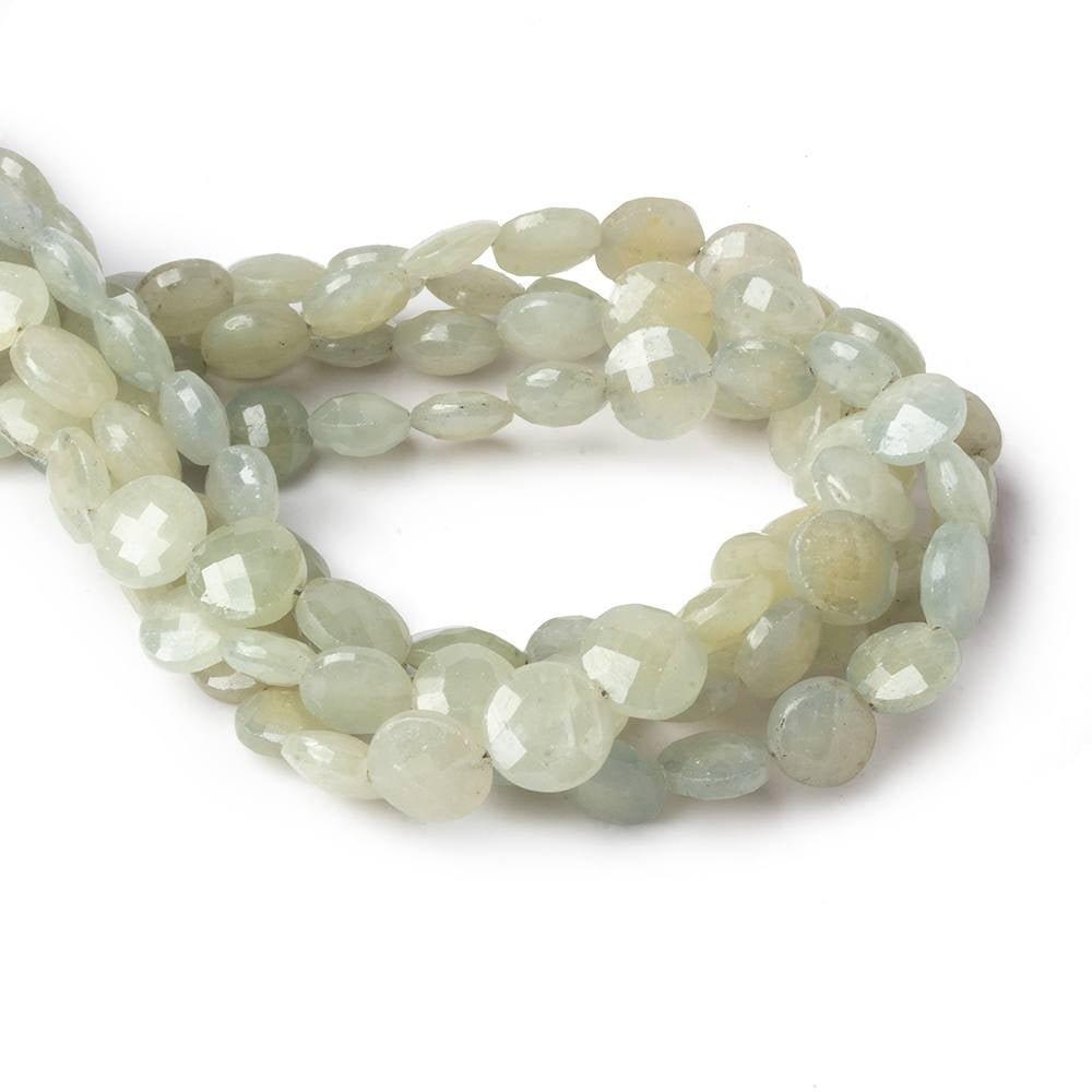 7-8mm Pale Blue Sapphire Faceted Coin Beads 7.5 inch 24 pieces - The Bead Traders