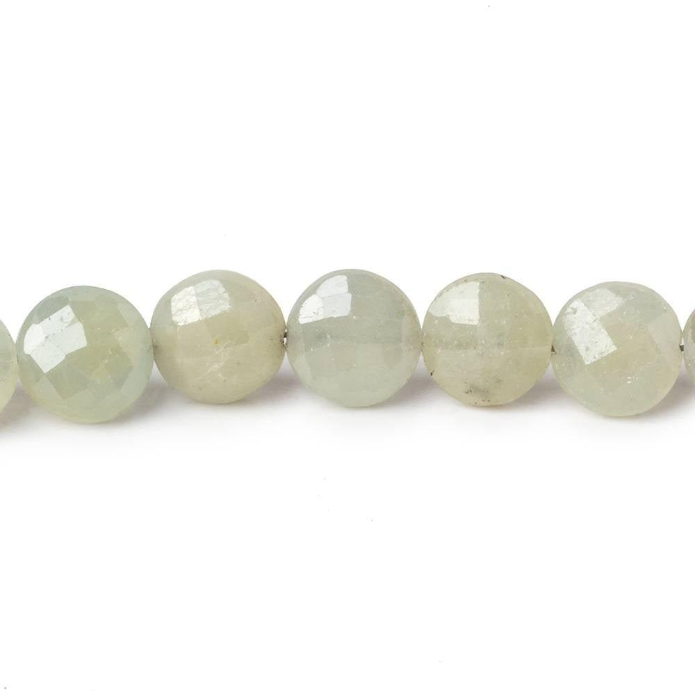 7-8mm Pale Blue Sapphire Faceted Coin Beads 7.5 inch 24 pieces - The Bead Traders
