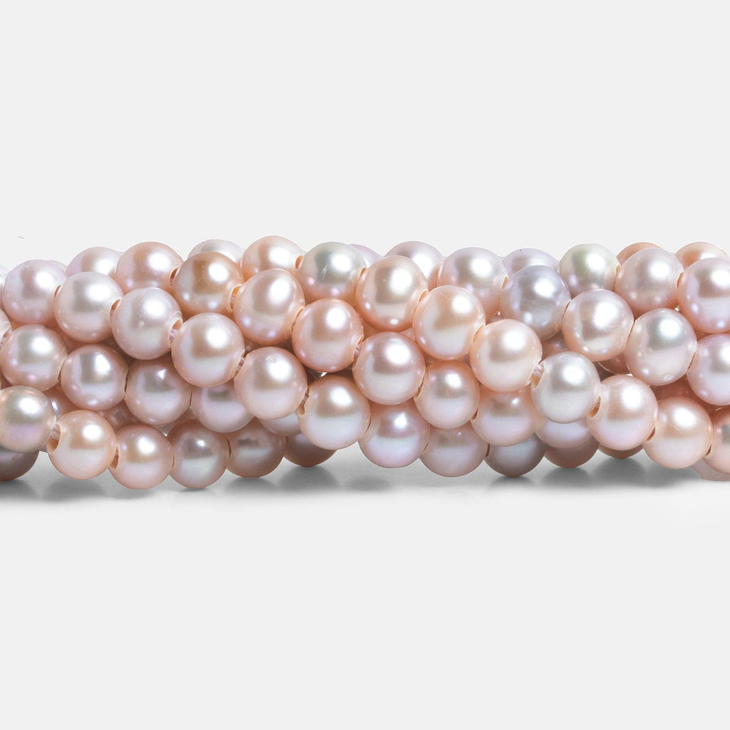 7-8mm Peach Pink Large Hole Off Round Pearls 15 inch 60 pieces - The Bead Traders