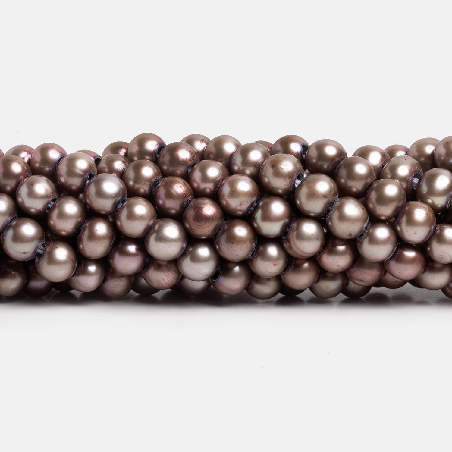 7-8mm Plum Large Hole Off Round Pearls 15 inch 60 pieces - The Bead Traders