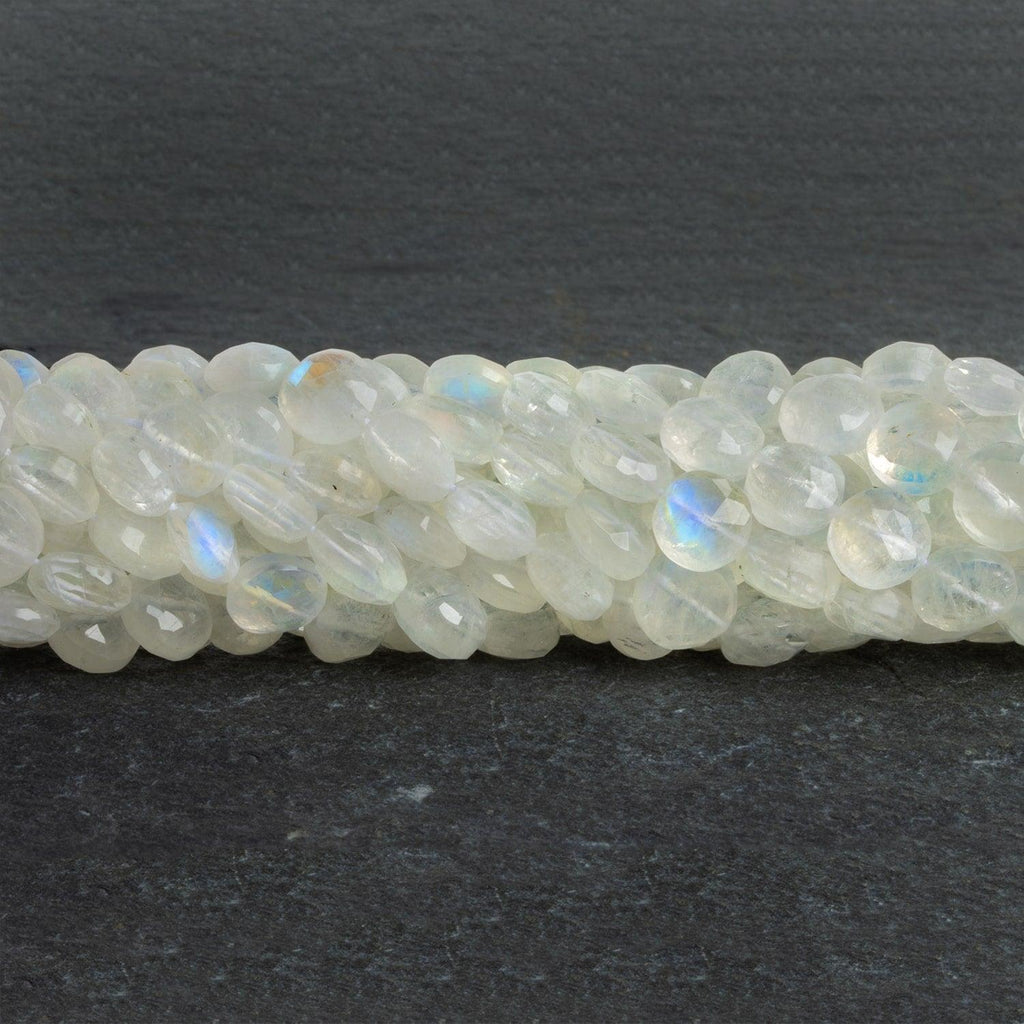 7-8mm Rainbow Moonstone Faceted Coins 16 inch 55 beads - The Bead Traders