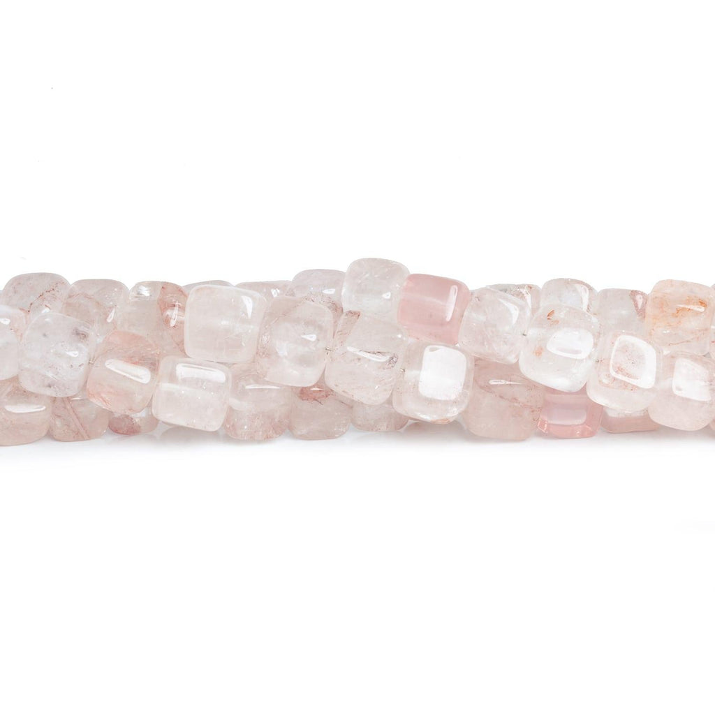 7-8mm Rose Quartz Plain Cubes 16 inch 55 beads - The Bead Traders