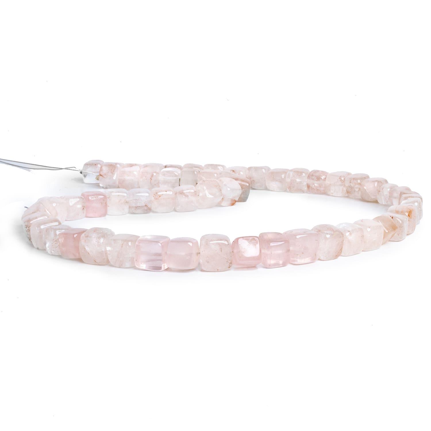 7-8mm Rose Quartz Plain Cubes 16 inch 55 beads - The Bead Traders