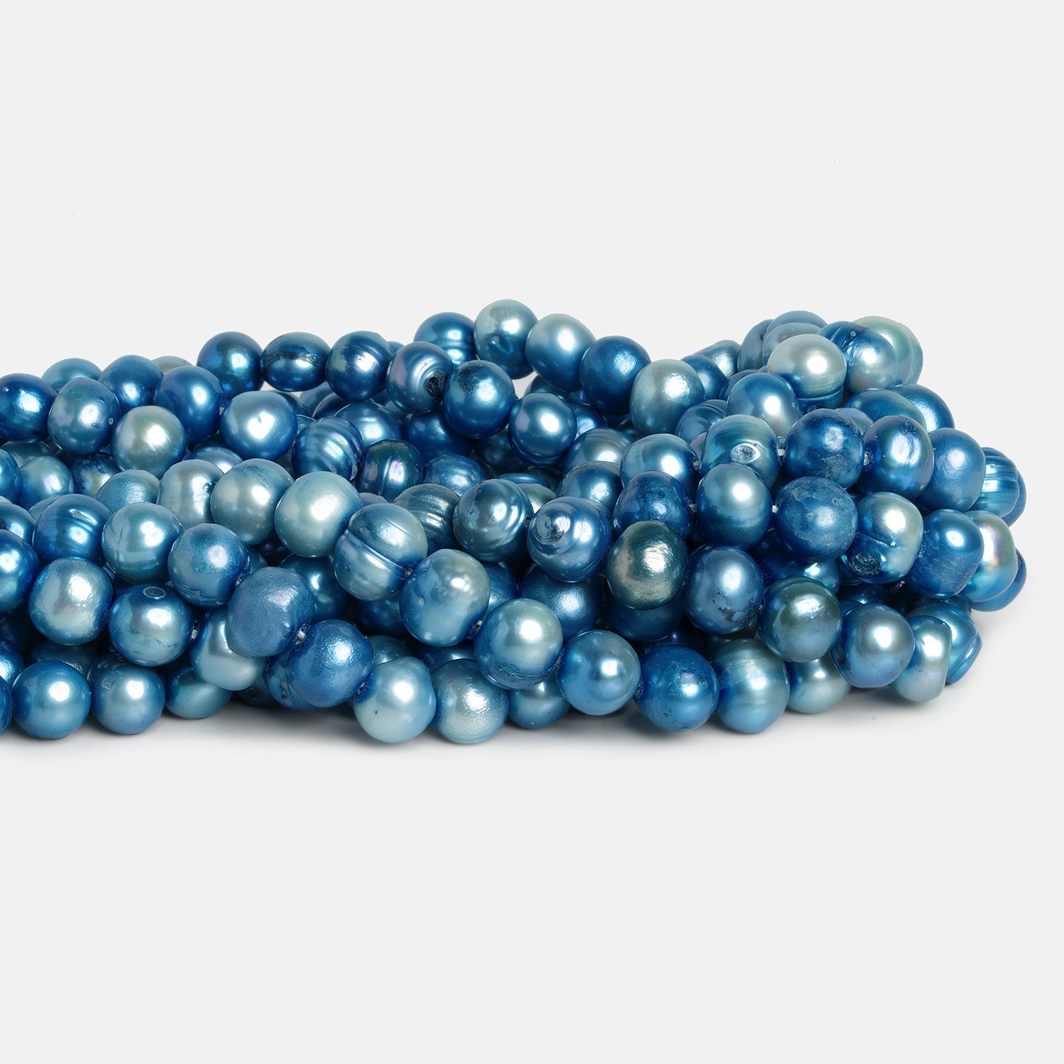 7-8mm Royal Blue Baroque Pearls 14 inch 50 beads - The Bead Traders