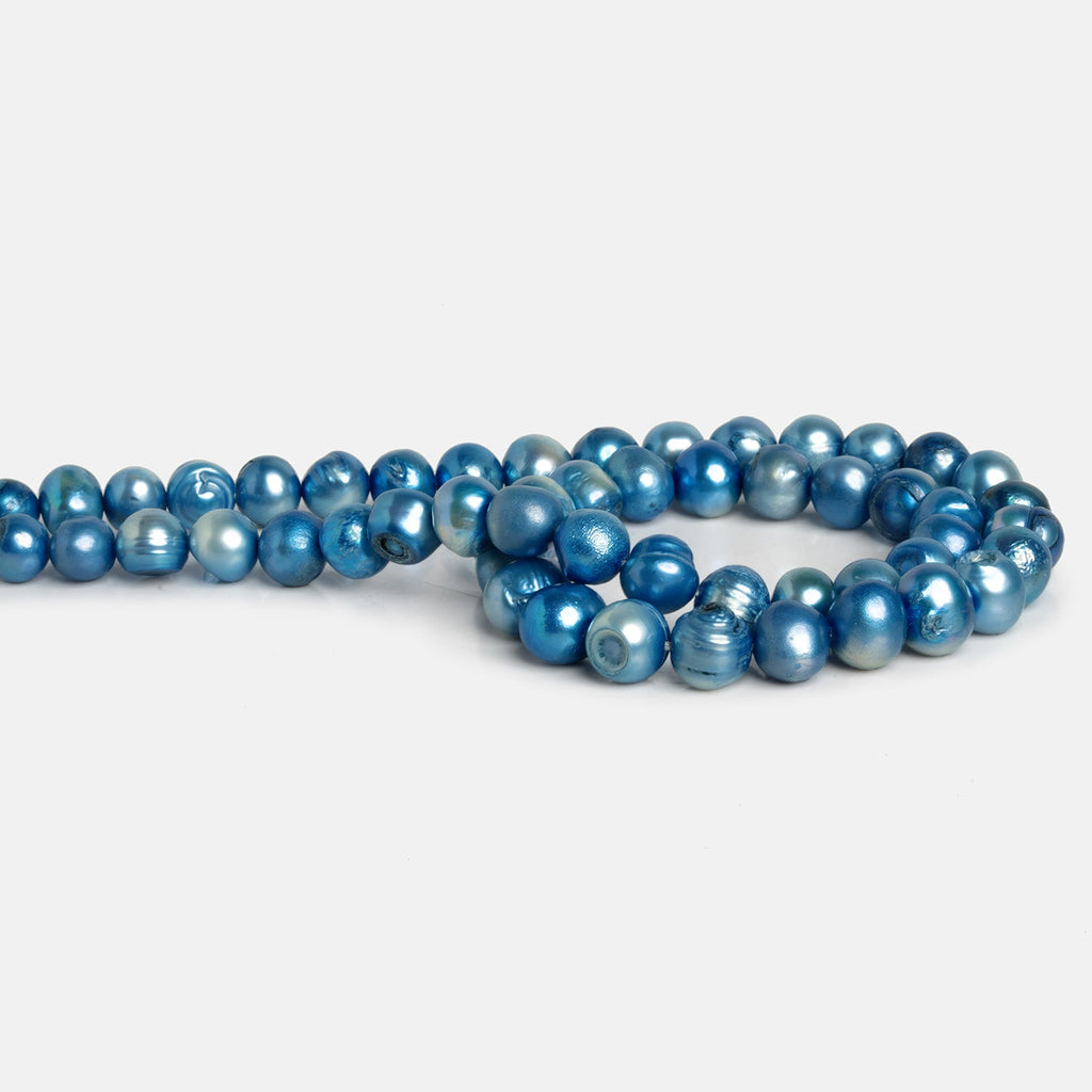 7-8mm Royal Blue Baroque Pearls 14 inch 50 beads - The Bead Traders