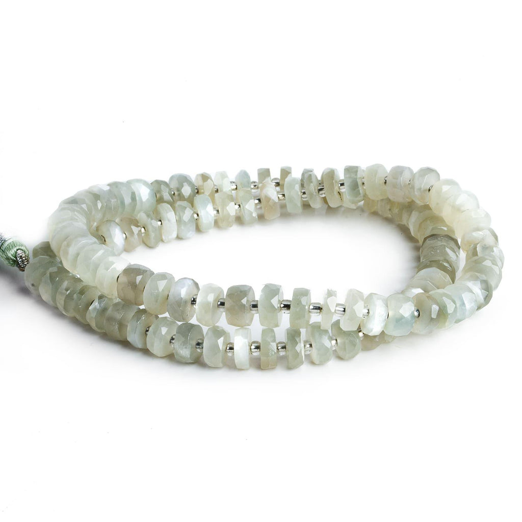 7-8mm Sage Ceylon Moonstone Faceted Rondelles 16 inch 105 beads - The Bead Traders