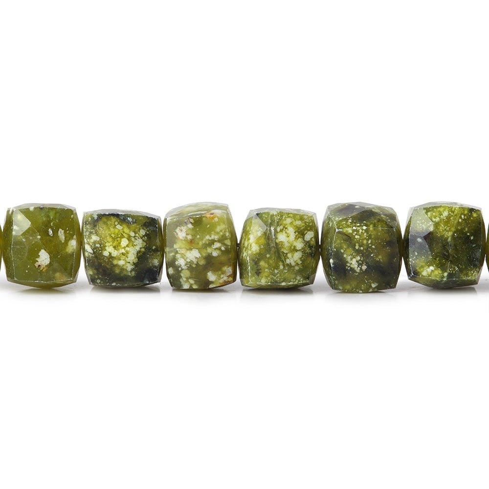 7-8mm Serpentine faceted cubes 8 inch 29 beads - The Bead Traders