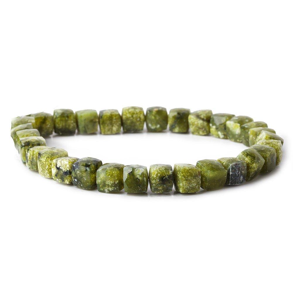 7-8mm Serpentine faceted cubes 8 inch 29 beads - The Bead Traders